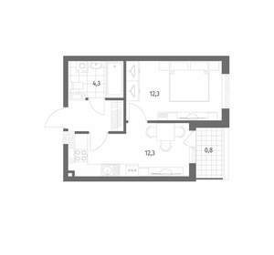 1-к квартира, строящийся дом, 33м2, 8/8 этаж