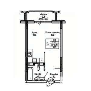 Студия квартира, вторичка, 31м2, 9/9 этаж