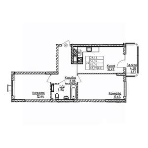 2-к квартира, строящийся дом, 60м2, 3/9 этаж
