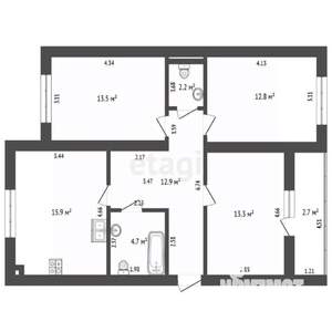 3-к квартира, вторичка, 75м2, 4/6 этаж