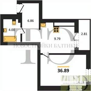 1-к квартира, вторичка, 37м2, 4/9 этаж