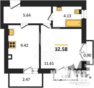 1-к квартира, вторичка, 33м2, 8/9 этаж