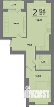 2-к квартира, вторичка, 57м2, 3/9 этаж