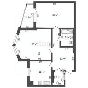 2-к квартира, вторичка, 64м2, 6/9 этаж
