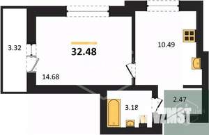 1-к квартира, вторичка, 32м2, 9/9 этаж