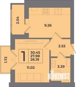1-к квартира, вторичка, 30м2, 8/8 этаж