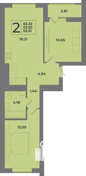 2-к квартира, вторичка, 54м2, 5/8 этаж