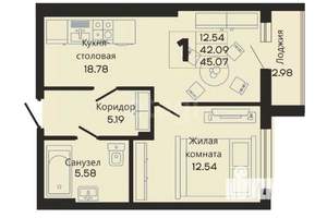 1-к квартира, вторичка, 42м2, 10/10 этаж