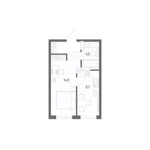 1-к квартира, строящийся дом, 34м2, 5/8 этаж