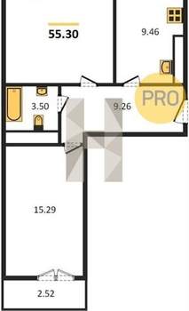 2-к квартира, вторичка, 55м2, 7/10 этаж