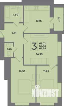 3-к квартира, вторичка, 67м2, 1/9 этаж