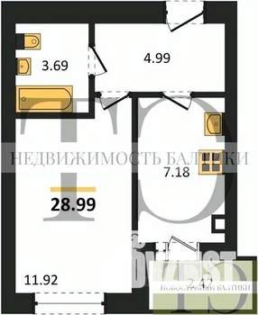 1-к квартира, вторичка, 29м2, 3/9 этаж