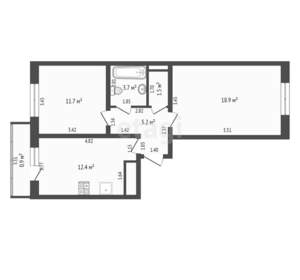 2-к квартира, вторичка, 53м2, 2/10 этаж