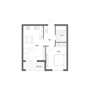 1-к квартира, вторичка, 43м2, 4/18 этаж