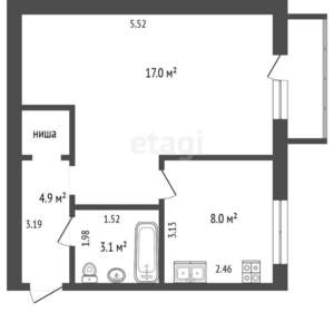 1-к квартира, вторичка, 30м2, 4/5 этаж