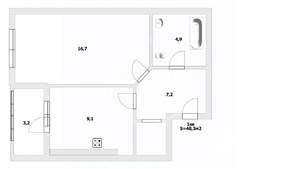 1-к квартира, вторичка, 40м2, 4/9 этаж