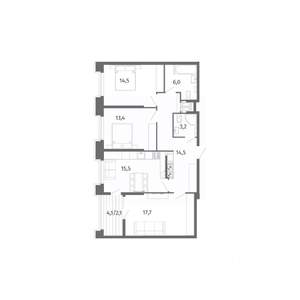 3-к квартира, вторичка, 87м2, 13/13 этаж