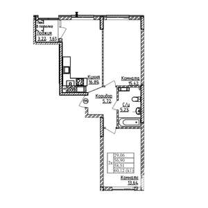 2-к квартира, строящийся дом, 59м2, 5/9 этаж