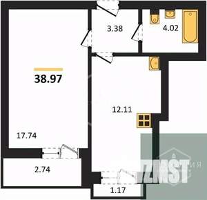 1-к квартира, вторичка, 39м2, 9/9 этаж
