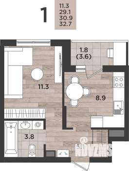 1-к квартира, вторичка, 31м2, 10/12 этаж