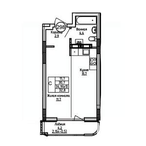 Студия квартира, вторичка, 33м2, 3/9 этаж