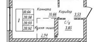 Студия квартира, вторичка, 21м2, 2/9 этаж