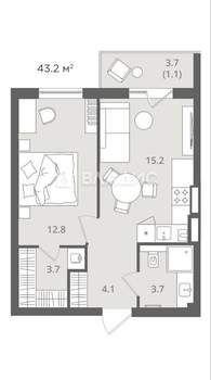 1-к квартира, вторичка, 41м2, 2/7 этаж