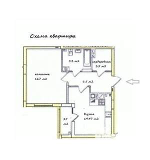 1-к квартира, вторичка, 50м2, 7/9 этаж