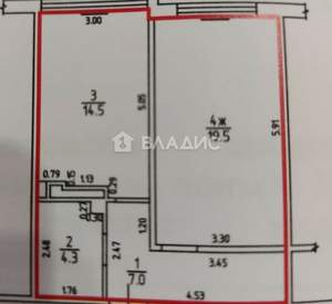 1-к квартира, вторичка, 45м2, 4/9 этаж