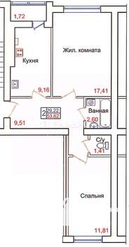 2-к квартира, вторичка, 54м2, 3/10 этаж