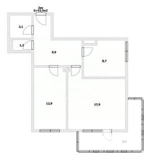 2-к квартира, вторичка, 54м2, 10/17 этаж