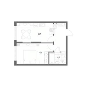 1-к квартира, строящийся дом, 42м2, 4/8 этаж