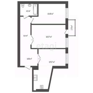 2-к квартира, вторичка, 73м2, 2/9 этаж