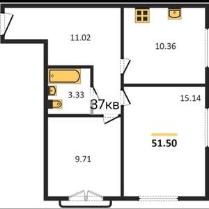 2-к квартира, вторичка, 52м2, 5/8 этаж
