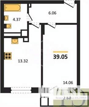 1-к квартира, вторичка, 39м2, 5/9 этаж