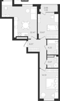 Студия квартира, вторичка, 67м2, 4/9 этаж