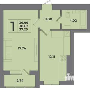1-к квартира, вторичка, 40м2, 7/9 этаж