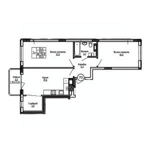 2-к квартира, вторичка, 65м2, 2/9 этаж