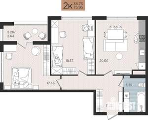 2-к квартира, строящийся дом, 76м2, 3/10 этаж