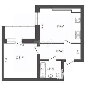 1-к квартира, вторичка, 33м2, 4/9 этаж