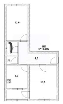 2-к квартира, вторичка, 49м2, 5/5 этаж