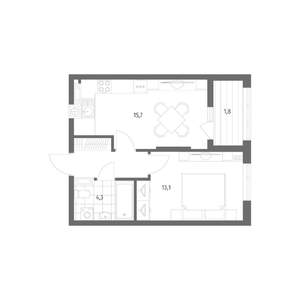 1-к квартира, строящийся дом, 40м2, 4/8 этаж