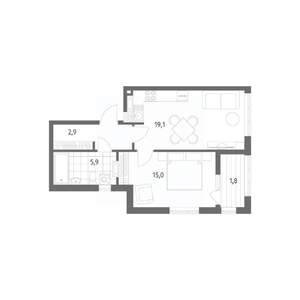 1-к квартира, вторичка, 48м2, 7/8 этаж