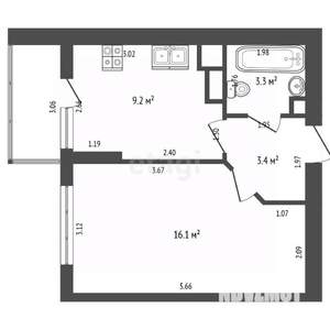 1-к квартира, вторичка, 32м2, 9/9 этаж