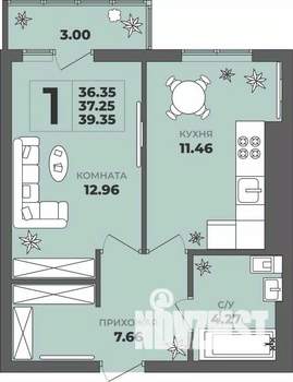 1-к квартира, вторичка, 37м2, 4/8 этаж