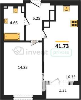 1-к квартира, вторичка, 42м2, 3/9 этаж