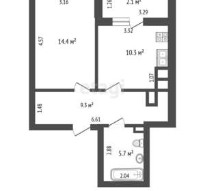 1-к квартира, вторичка, 40м2, 7/12 этаж