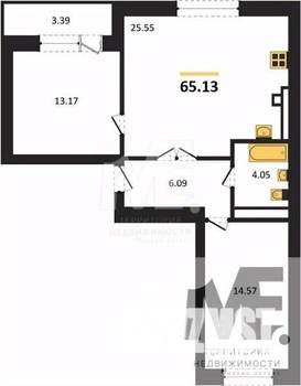 2-к квартира, вторичка, 65м2, 1/9 этаж