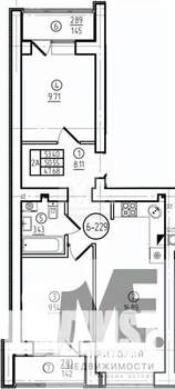 2-к квартира, вторичка, 51м2, 1/9 этаж