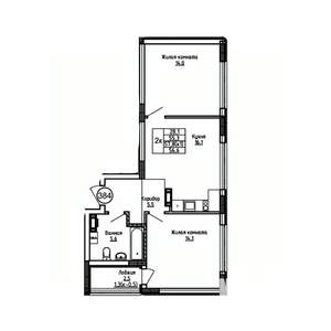 2-к квартира, вторичка, 57м2, 4/9 этаж